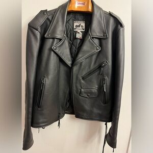 Leather Biker Jacket in Black Made in USA Riders Motorcycle
